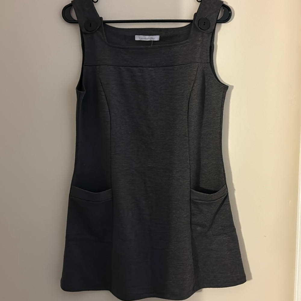 🆕 Charlotte Russe Gray Jumper Dress - WITH POCKETS! Size Large
